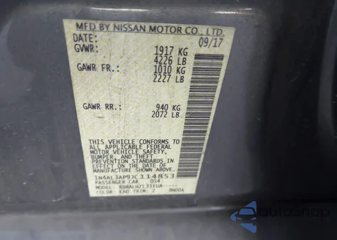 2018 Nissan Altima 2.5 Sr из США, поврежденный, VIN 1N4AL3AP9JC114853